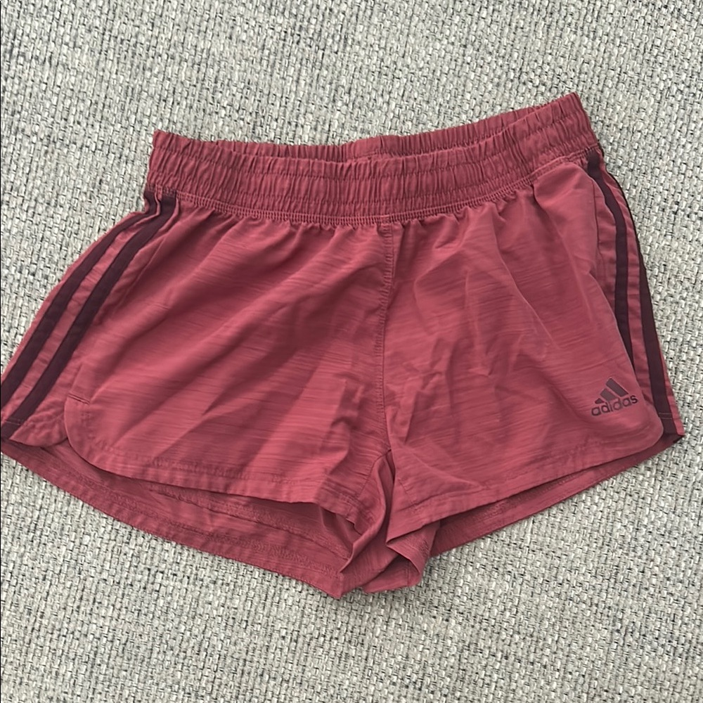 Adidas Red Athletic Shorts Lightweight Elastic Waist